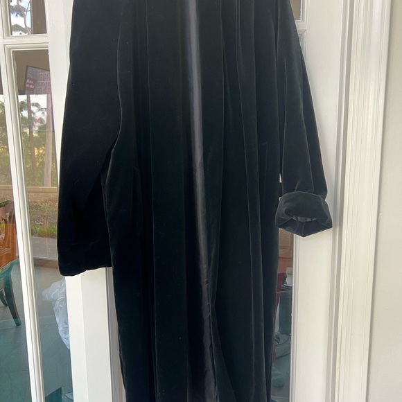 velvet coat, trench - long, VINTAGE , opera coat jacket duster sz M - Picture 9 of 9